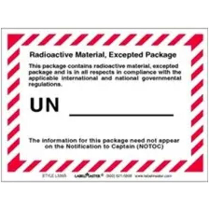 RADIOACTIVE MATERIAL EXCEPTED PACKAGE LABELS Thumbnail