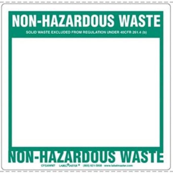 NON-HAZARDOUS WASTE LABELS BLANK, FULL OPEN BOX Thumbnail