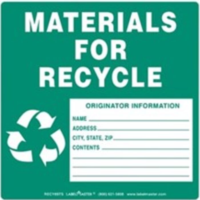 MATERIALS FOR RECYCLE LABELS WITH ORIGINATOR INFO, RULED Thumbnail