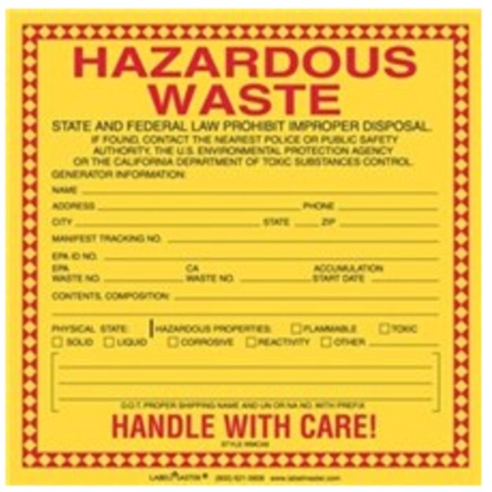 CALIFORNIA WASTE LABELS Thumbnail