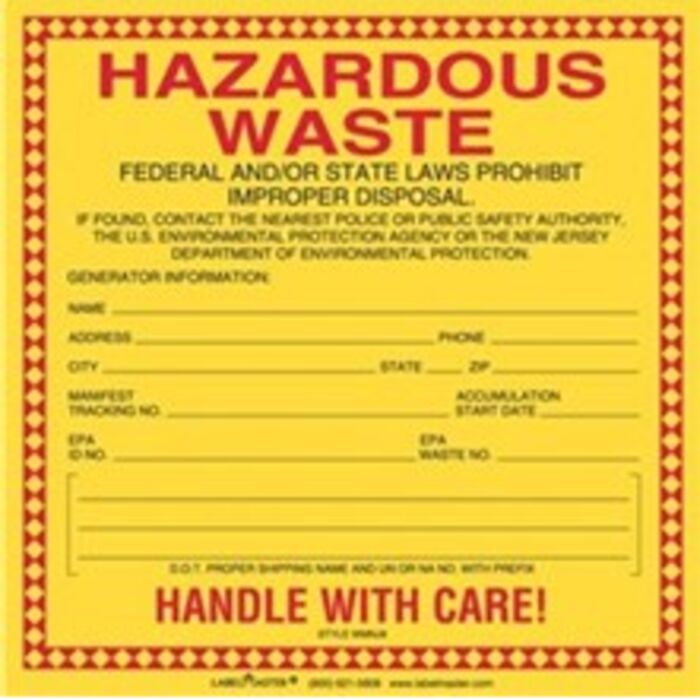 NEW JERSEY WASTE LABELS Thumbnail