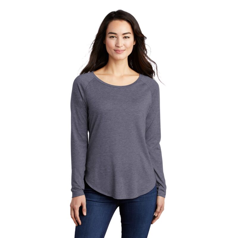 Ladies PosiCharge ® Long Sleeve Tri-Blend Wicking Scoop Neck Raglan Tee Thumbnail