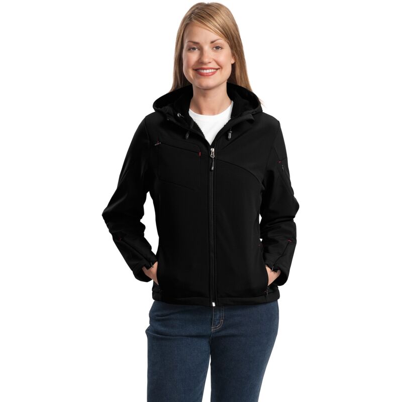 Ladies Textured Hooded Soft Shell Jacket Thumbnail