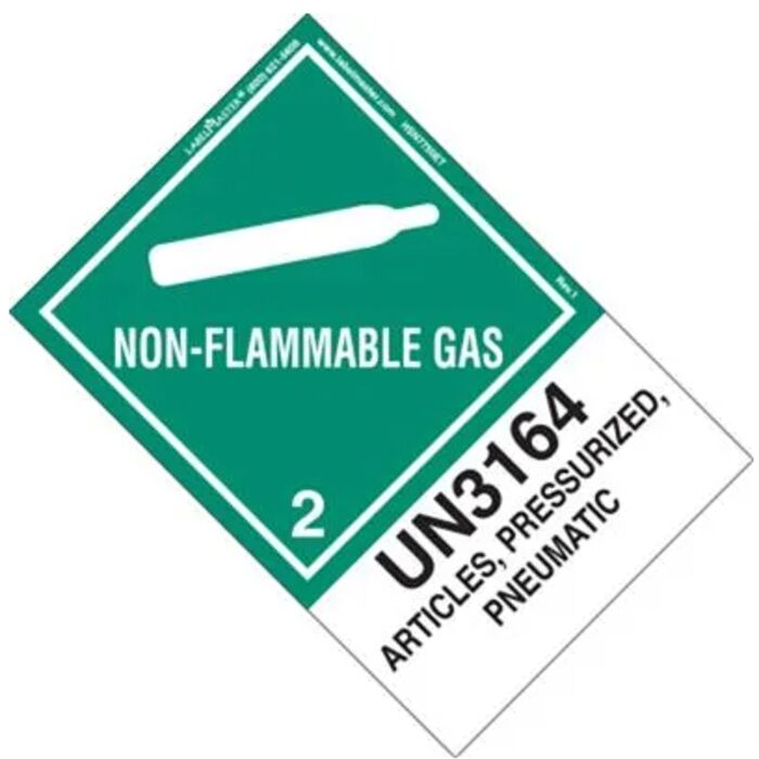 Non-Flammable Gas Label, UN3164 Articles, Pressurized, Pneumatic Thumbnail