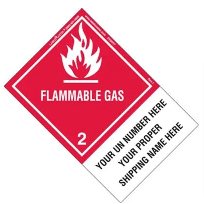 Personalized Flammable Gas Label, Shipping Name, PVC-Free Film, Extended Tab Thumbnail