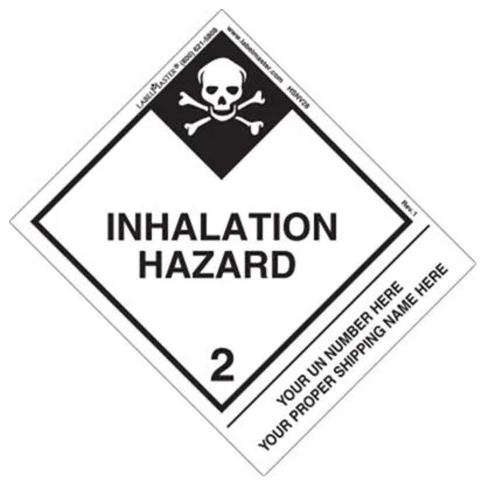 PERSONALIZED INHALATION HAZARD LABEL, SHIPPING NAME, PVC-FREE FILM, STANDARD TAB Thumbnail