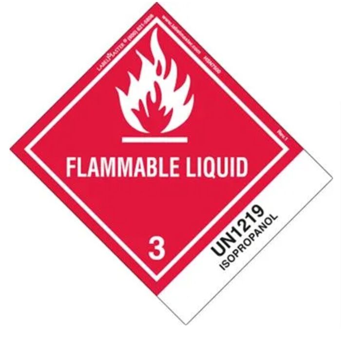 FLAMMABLE LIQUID LABEL, UN1219 ISOPROPANOL, PAPER, STANDARD TAB Thumbnail