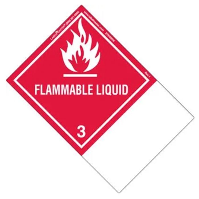 FLAMMABLE LIQUID LABEL, BLANK, PAPER, EXTENDED TAB Thumbnail