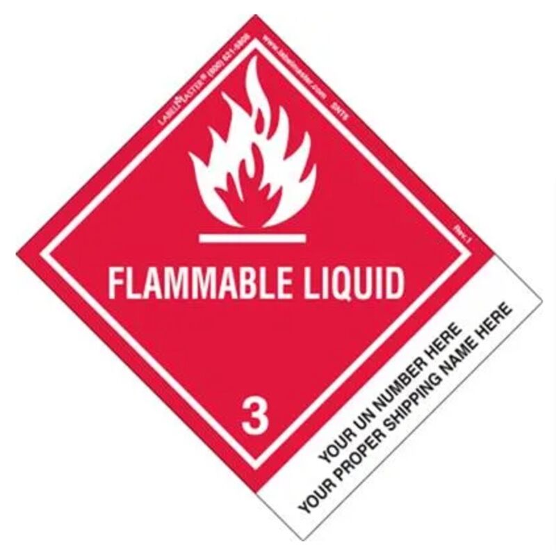 Personalized Flammable Liquid Label, Shipping Name, PVC-Free Film, Extended Tab Thumbnail