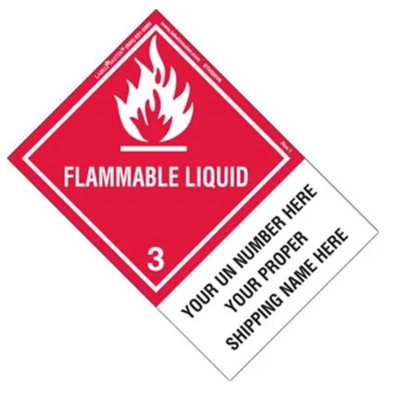Personalized Flammable Liquid Shipping Name Label, Paper, Extended Tab Thumbnail