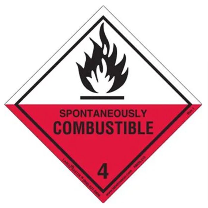 Spontaneously Combustible Label, Worded, Paper, Roll of 500 Thumbnail