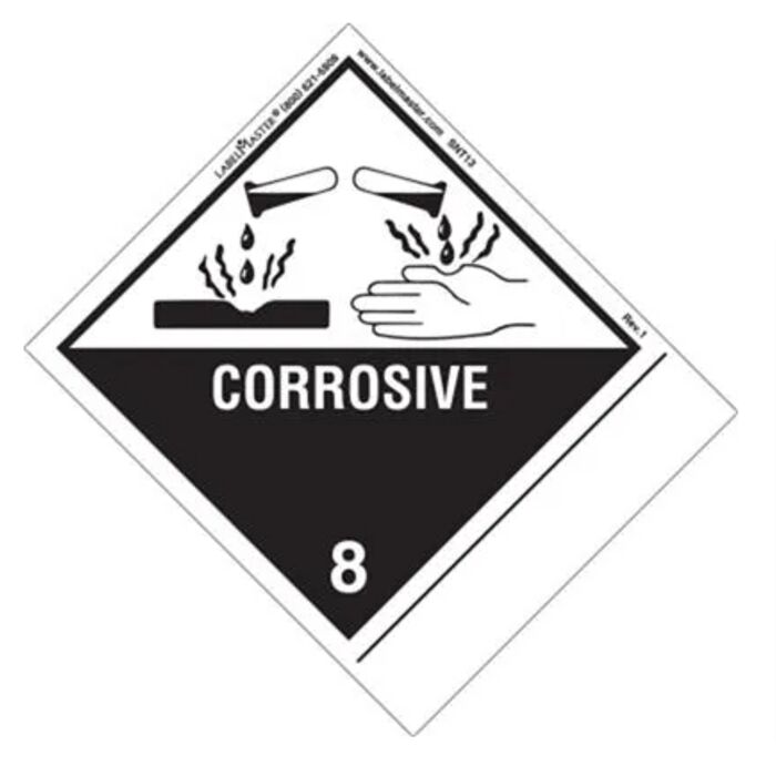Corrosive Label, Blank, Shipping Name, PVCF, Standard Tab  Thumbnail
