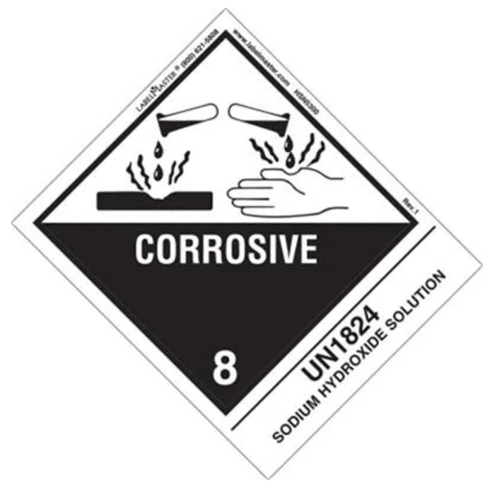 Corrosive Label, UN1824 Sodium Hydroxide Solution  Thumbnail