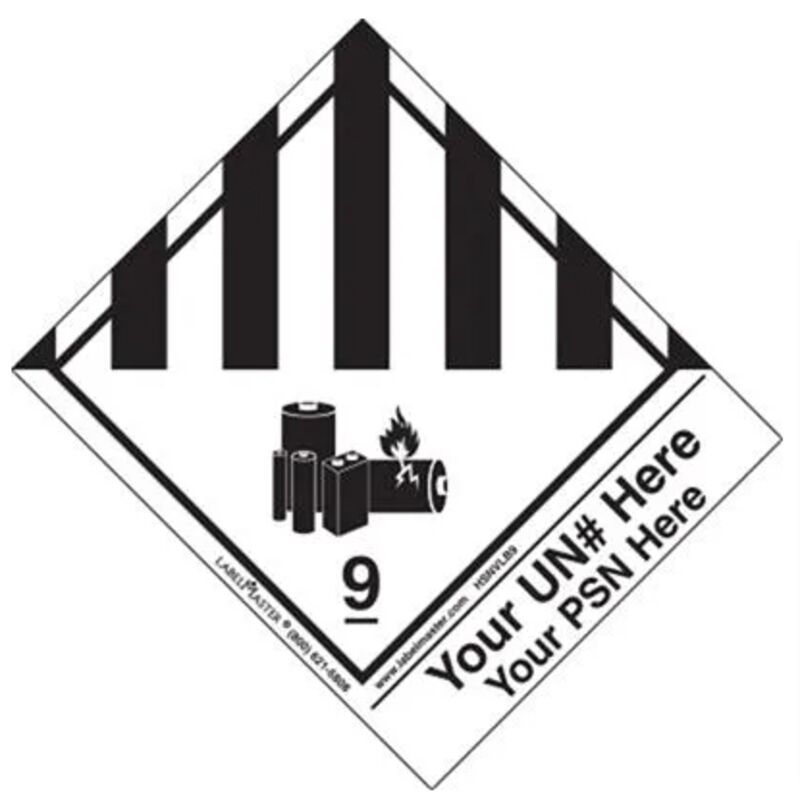 Personalized Hazard Class 9 Lithium Battery Label, Extended Tab, PVC-Free Film Item ETHSNVLBP9 Thumbnail