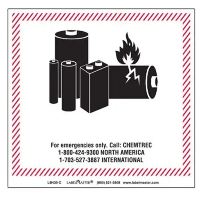 CHEMTREC  Lithium Battery Handling Marking, 100mm x 100mm, Paper Thumbnail