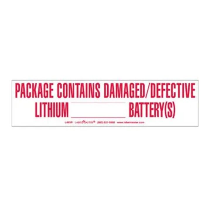 LITHIUM ____ BATTERY DAMAGED/DEFECTIVE MARKING 12MM , 6" X 1 1/2", PAPER, ROLL OF 500 Thumbnail
