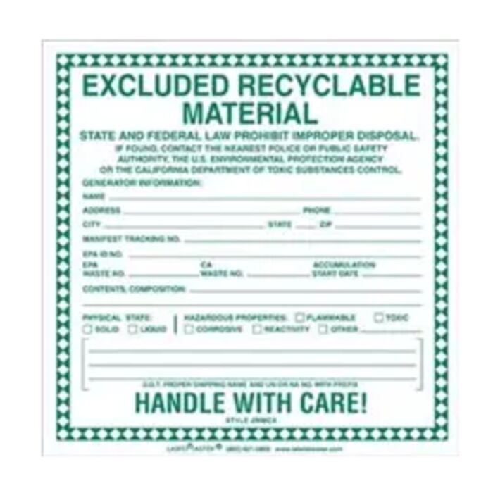 EXCLUDED RECYCLABLE MATERIAL LABEL, PVC-FREE FILM Thumbnail