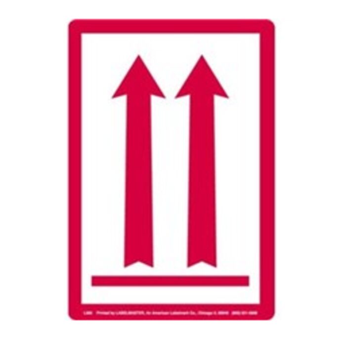RED ARROWS UP AIR LABEL, PVC-FREE FILM 2 15/16" X 4 1/8" Thumbnail