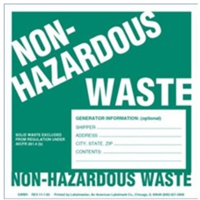 Non-Hazardous Waste Label, w/Generator Info, Thermal PVCF Thumbnail