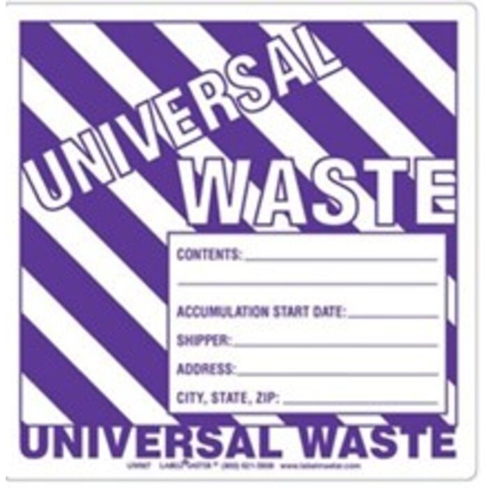 Universal Waste Label w/Generator Info, Personalized Thermal Paper Thumbnail