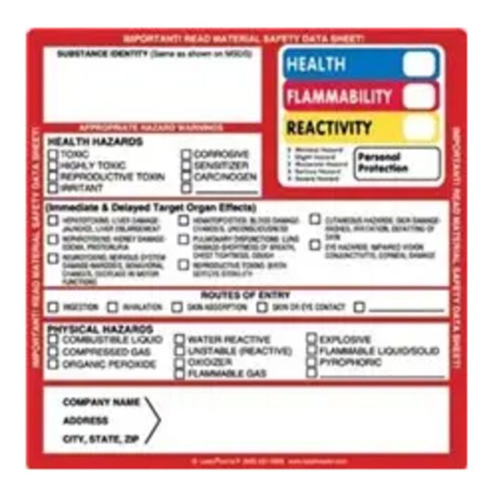 Container Target Organ Hazcom (THIS®) Label, 6" x 6" Vinyl Thumbnail