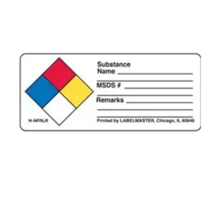 NFPA® Write-On Substance Name Label, 3 3/8" x 1 3/8" Paper Personalized Thumbnail