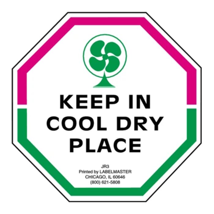 Keep In Cool Dry Place Label, Paper, 3" x 3" Thumbnail
