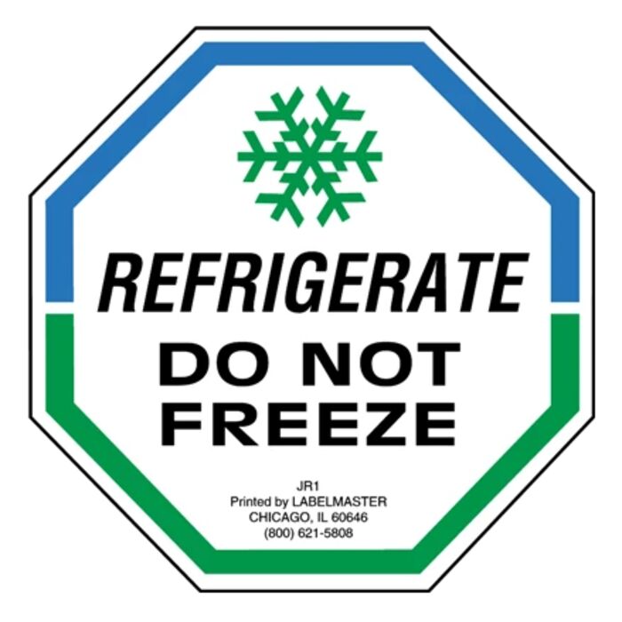 Refrigerate, Do Not Freeze Label, Paper, 3" x 3" Thumbnail