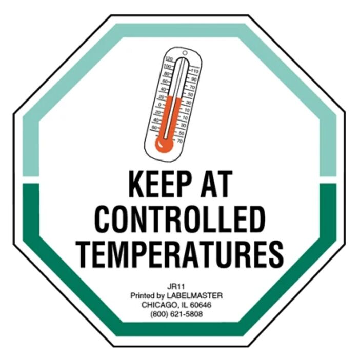 Keep At Controlled Temperatures Label, Paper, 3" x 3" Thumbnail