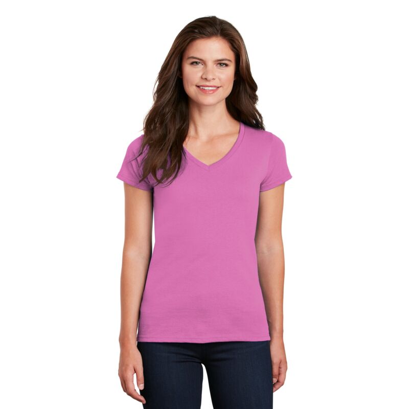 Ladies Heavy Cotton™ 100% Cotton V-Neck T-Shirt Thumbnail