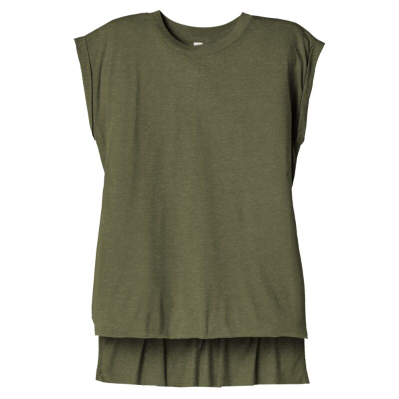 Women's Flowy Muscle Tee With Rolled Cuffs Thumbnail