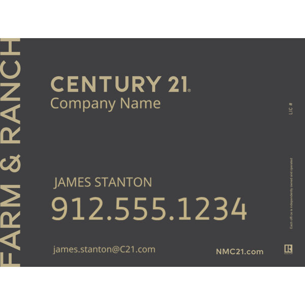 Century 21 18"x24" Standard For Sale Signs - Farm & Ranch Grey Thumbnail