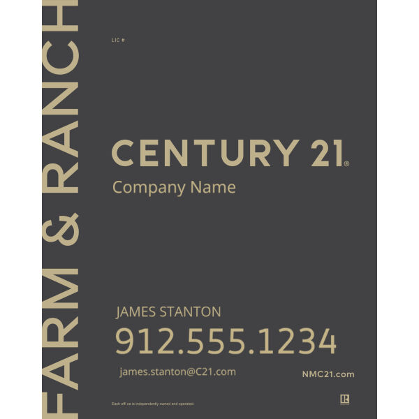 Century 21 24"x30" Standard For Sale Signs - Farm & Ranch Grey Thumbnail