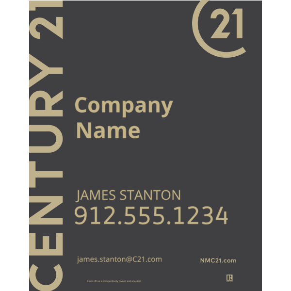 Century 21 24"x30" Standard For Sale Signs - Wordmark Grey Thumbnail