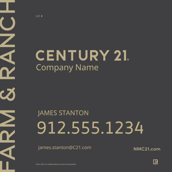 Century 21 24"x24" Standard For Sale Signs - Farm & Ranch Grey Thumbnail